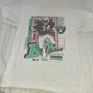 Bo Jackson Los Angeles  Raiders Gray T-Shirt Salam Sz.L Made In Usa